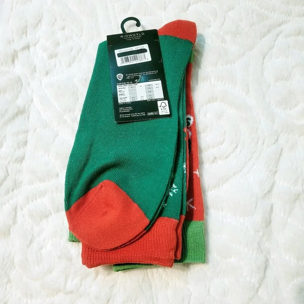 Bioworld Elf Christmas Movie 2 Pair Crew Socks Size 10-13 Shoes 8-12 New